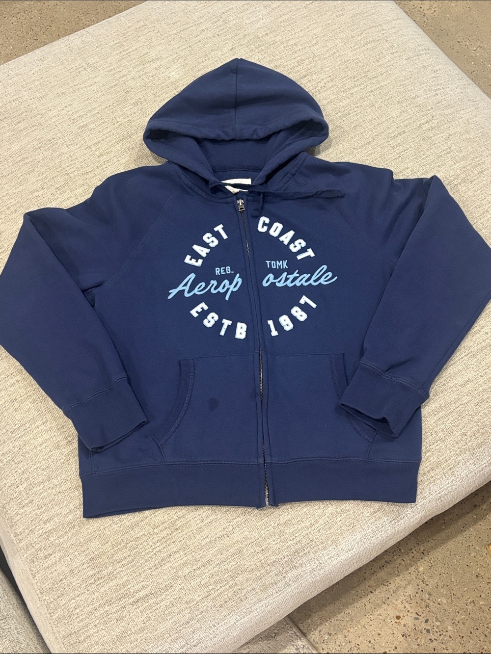 Aeropostale Navy Blue Kids Full-Zip Hoodie with Light Blue Logo